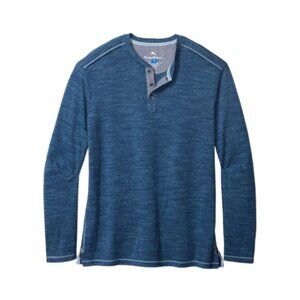 Tommy Bahama Oahu Shores Henley Long Sleeve Shirt Men’s Small Bering Blue